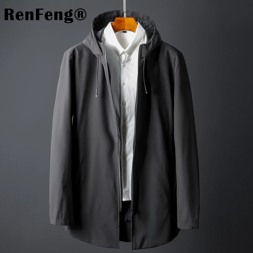 2018 Short trench coat men brand-clothing casual hooded mens overcoat quality Pockets windbreaker male coat black armygreen gray (7)