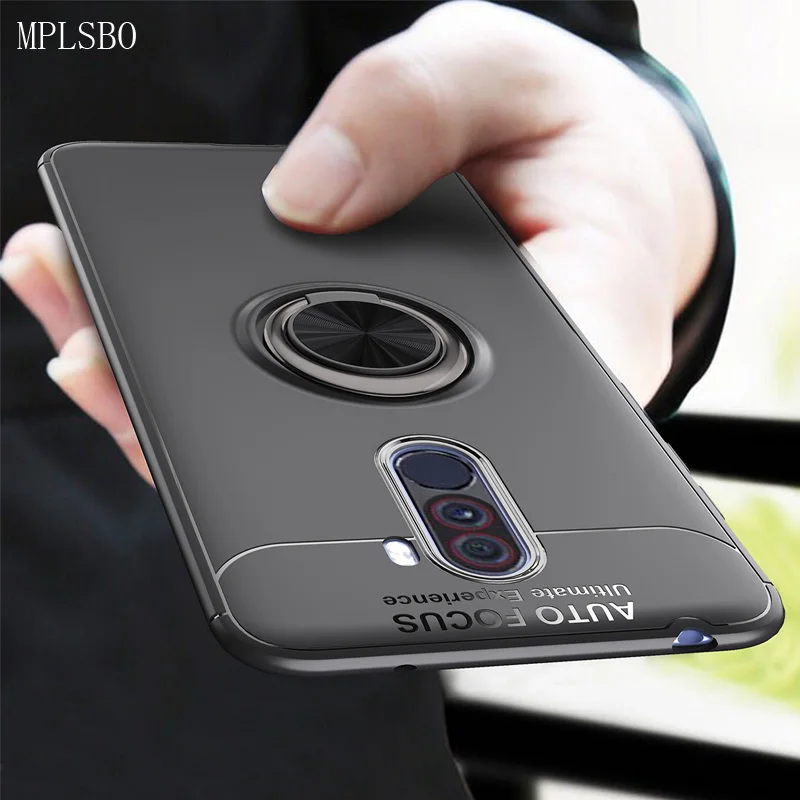 

For Xiaomi Pocophone F1 Phone Case Magnetic Adsorption Ring Shockproof TPU Back Cover Case for Xiaomi Pocophone F1 Poco F1