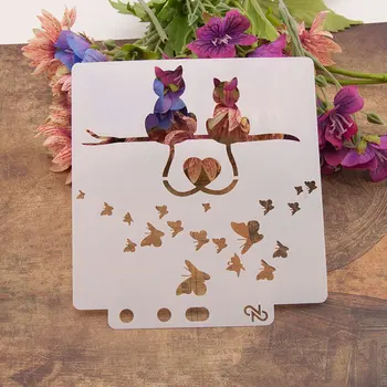 

13cm 5.1" Lover Cat Heart DIY Layering Stencils Wall Painting Scrapbook Coloring Embossing Album Decorative Paper Card Template