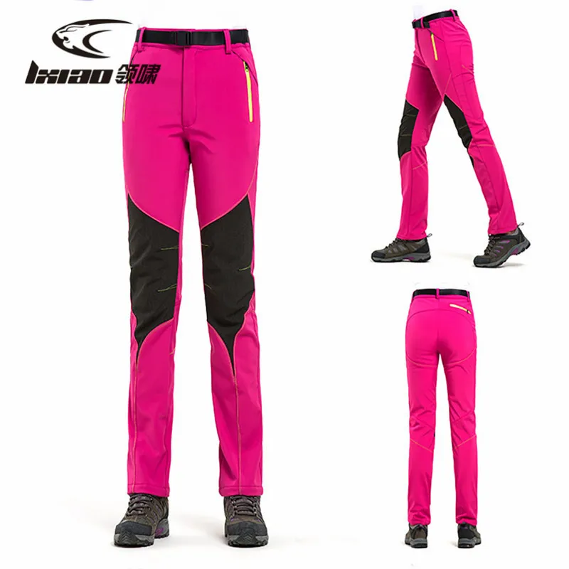 Pantalones de invierno pantalones de lana de las mujeres Softshell pantalones al aire libre de las mujeres al aire libre impermeable Camping senderismo Trekking Pantalones Mujer Deporte Pantalones de deporte de las mujeres