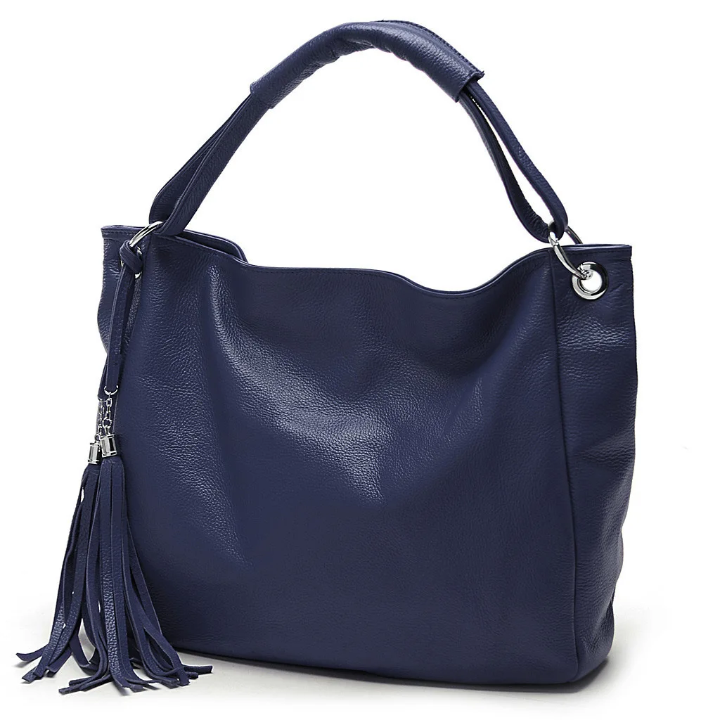 Модная женская сумка, брендовая сумка Bolsa Feminina, большая кожаная сумка-тоут,, роскошные женские сумки через плечо с кисточками - Цвет: Синий