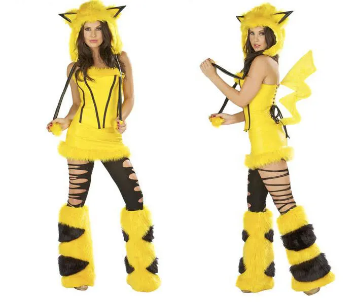 

Pikachu Fur Animal Costumes Fun Uniform Temptation Suit Halloween Party Costume Cosplay Uniform