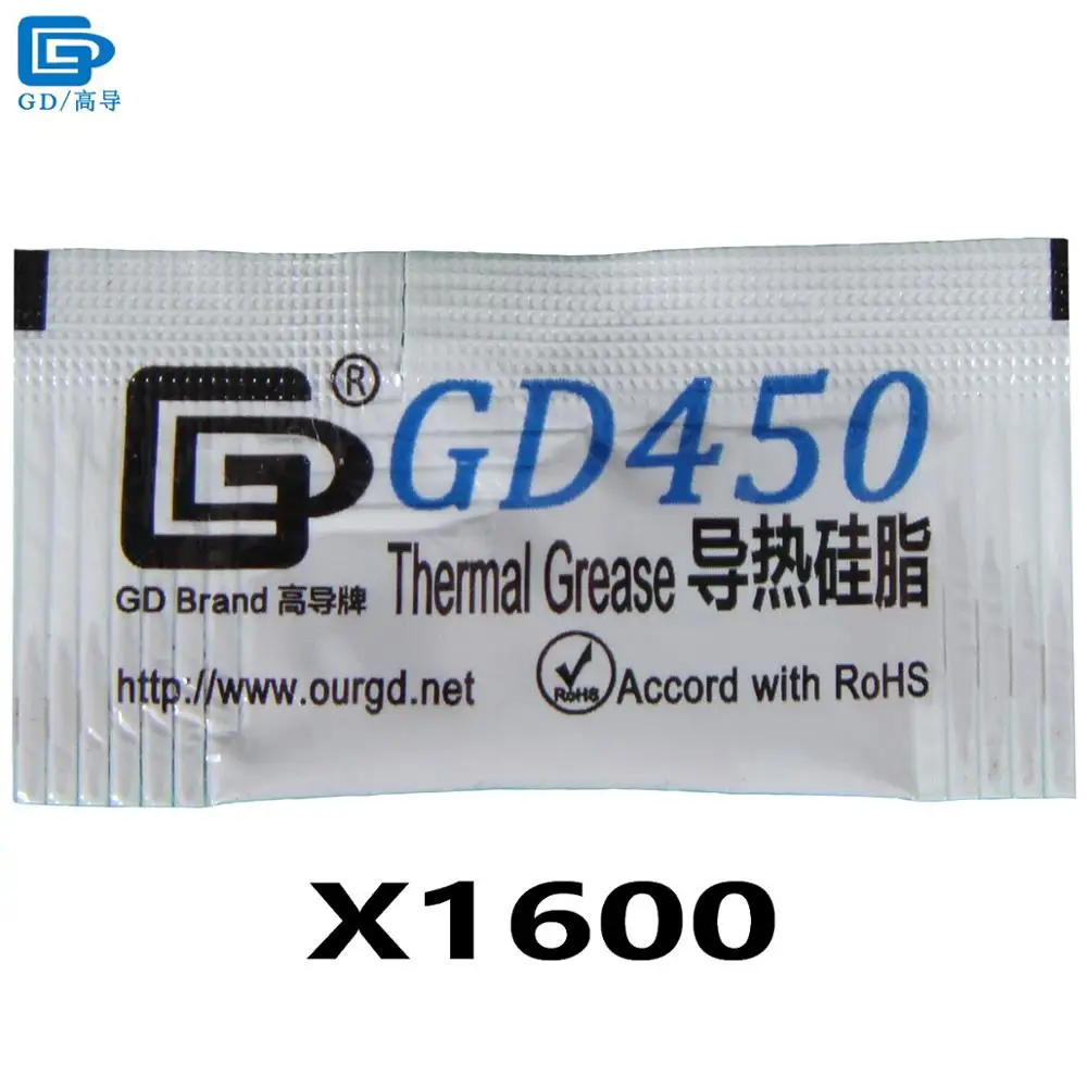 

GD Brand Thermal Conductive Grease Paste Silicone Plaster GD450 Heat Sink Compound 1600 Pieces Net Weight 0.5 Gram Golden MB05