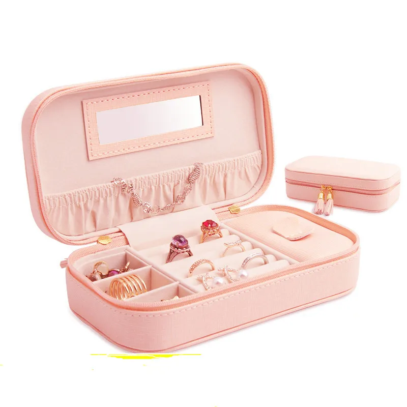 free shipping new style Jewelry Box Portable Storage Organizer Zipper Portable Women Display Travel Case earrings necklace rings