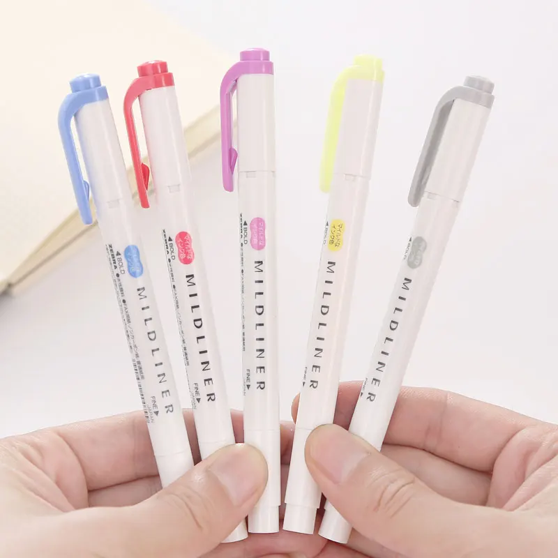 1pcs Kawaii Japanese Zebra Mild Liner Highlighter Pen Fluorescent Double Headed marker Pen Color Mark Pen Cute Stationery