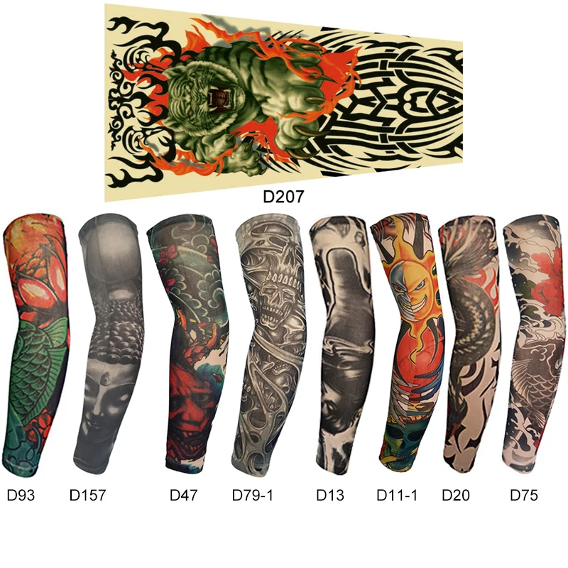 

1 pair New Fashion Tattoo Sleeves Arm Warmer Unisex UV Protection Outdoor Cycling Sports Sun Protection Fake Tattoo Arm Sleeve