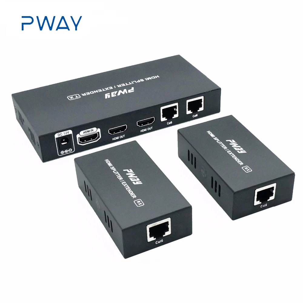 PWAY 1x2 2port HDMI Extender Splitter 3D 164Ft/50m by cat5e/cat6/cat7