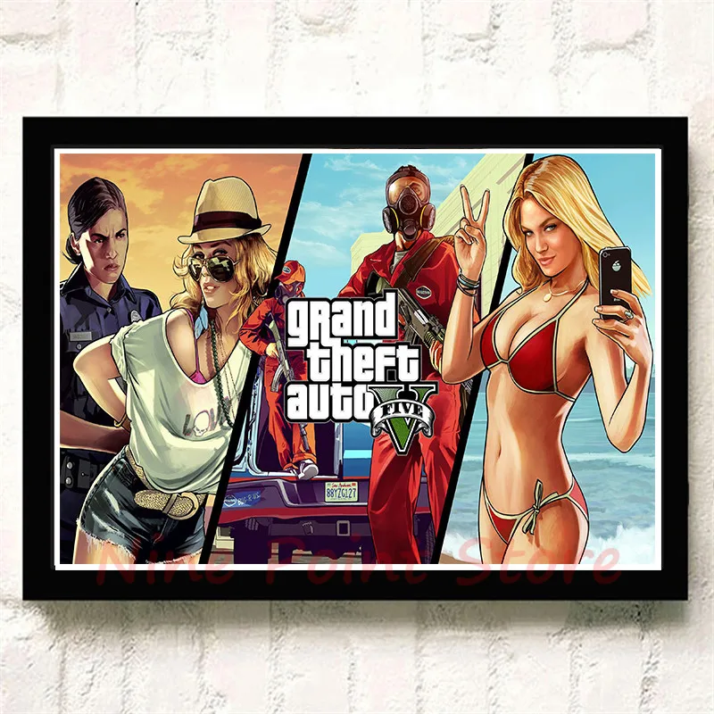 GTA Grand Theft Auto San Andreas бумага с покрытием Плакат Бар Кафе гостиная столовая стены бескаркасные - Цвет: Небесно-голубой