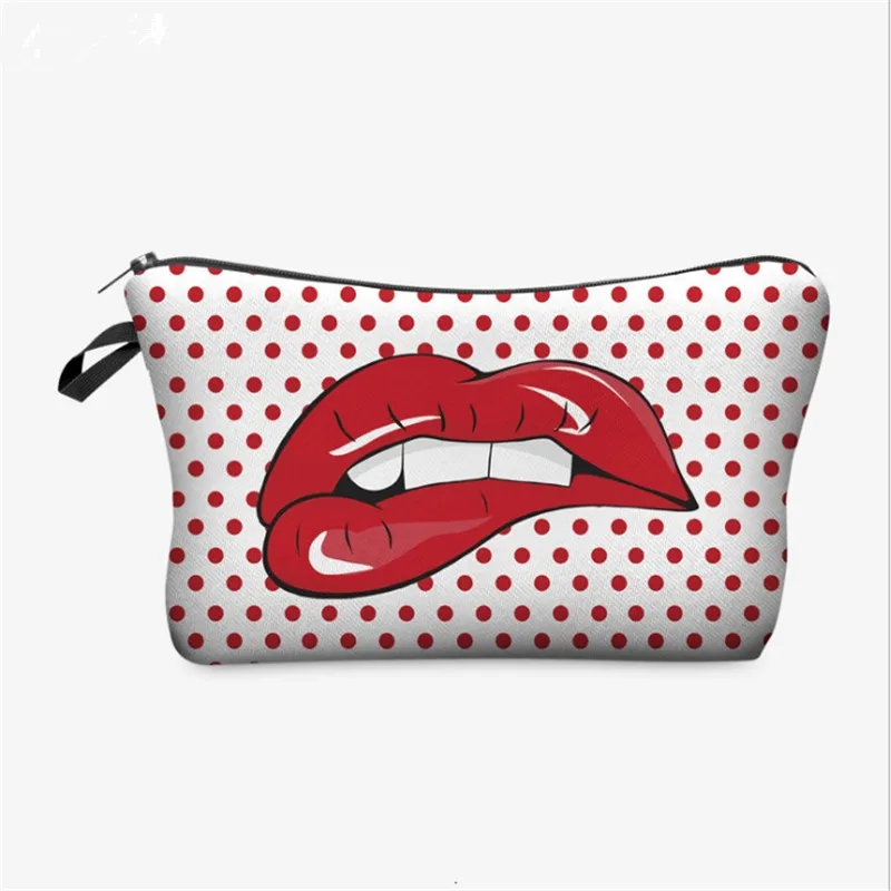 

Ladies Hand Holding Cosmetic Storage Travel Wash Bag New 3D Digital Printing Multifunction Lips Rose Burst Europe And America