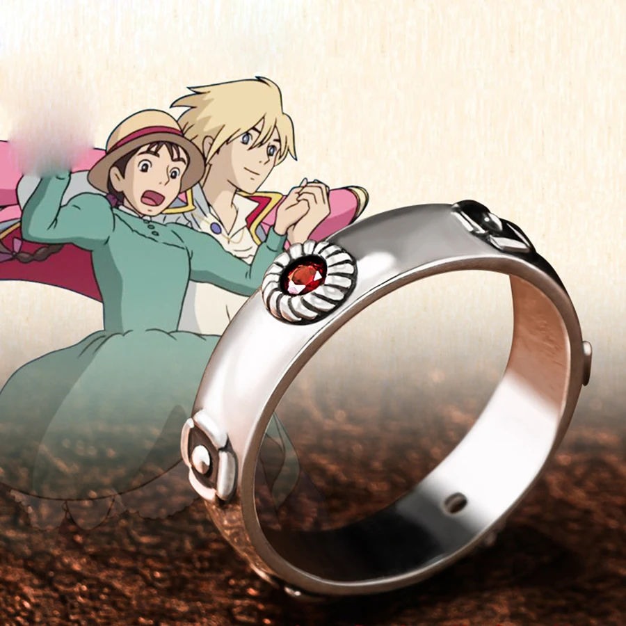 

Howl's Moving Castle Ring Hayao Miyazaki Anime Howl Sophie Costume Ring Sliver Jewelry for Girlfriend Boyfriend