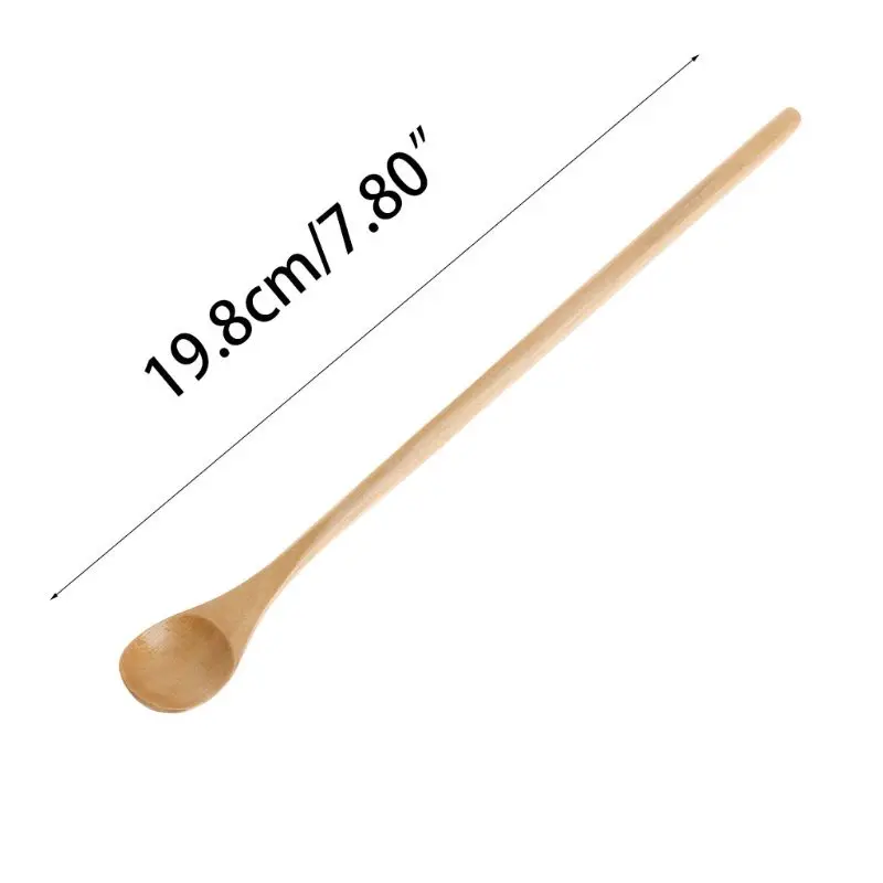 19,8 см деревянная тонкая ложка с длинной ручкой, рисовый суп, десерт, кофе, чай, мед, палочка для смешивания, посуда, кухонный инструмент для приготовления пищи