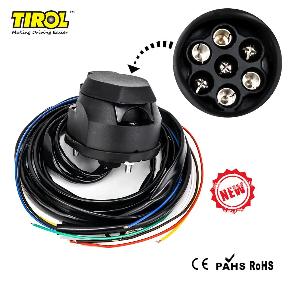 

Tirol T25557 P3 7 Pin Trailer Socket Box PVC with Waterproof with 1.5m Cable 12V Europe Trailer Connector Free Shipping