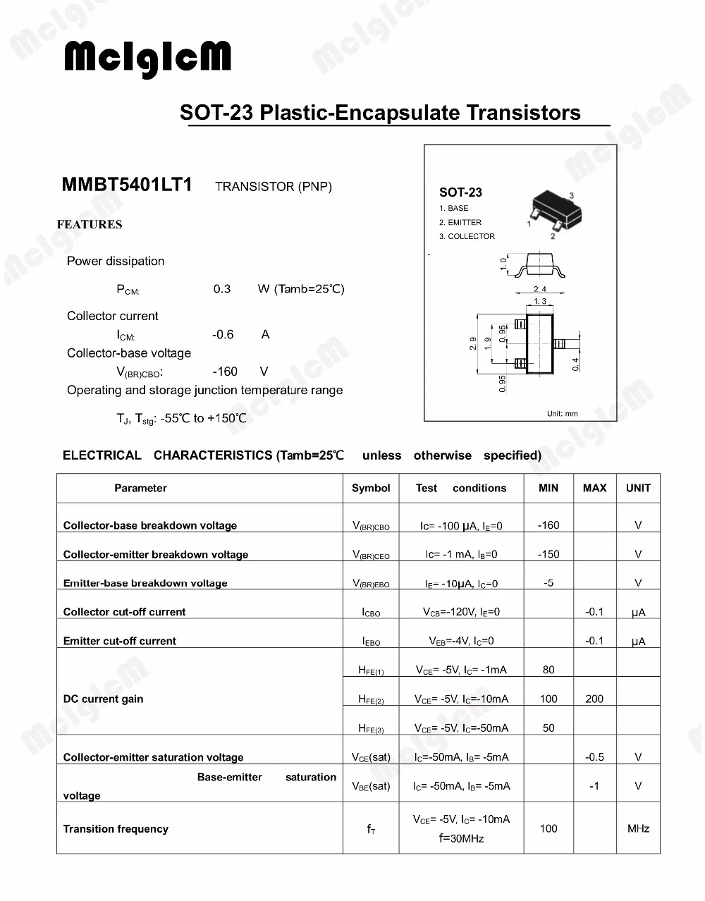 MCIGICM 3000 шт. SMD триодный транзистор MMBT5401 2L 0.6A/160V PNP SOT23 mmbt5401lt1|Транзисторы| |