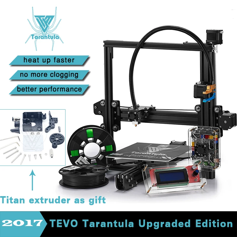 2017 Newest 3D Printer TEVO Tarantula Impresora 3D DIY With 2 Rolls Filaments SD Card Titan