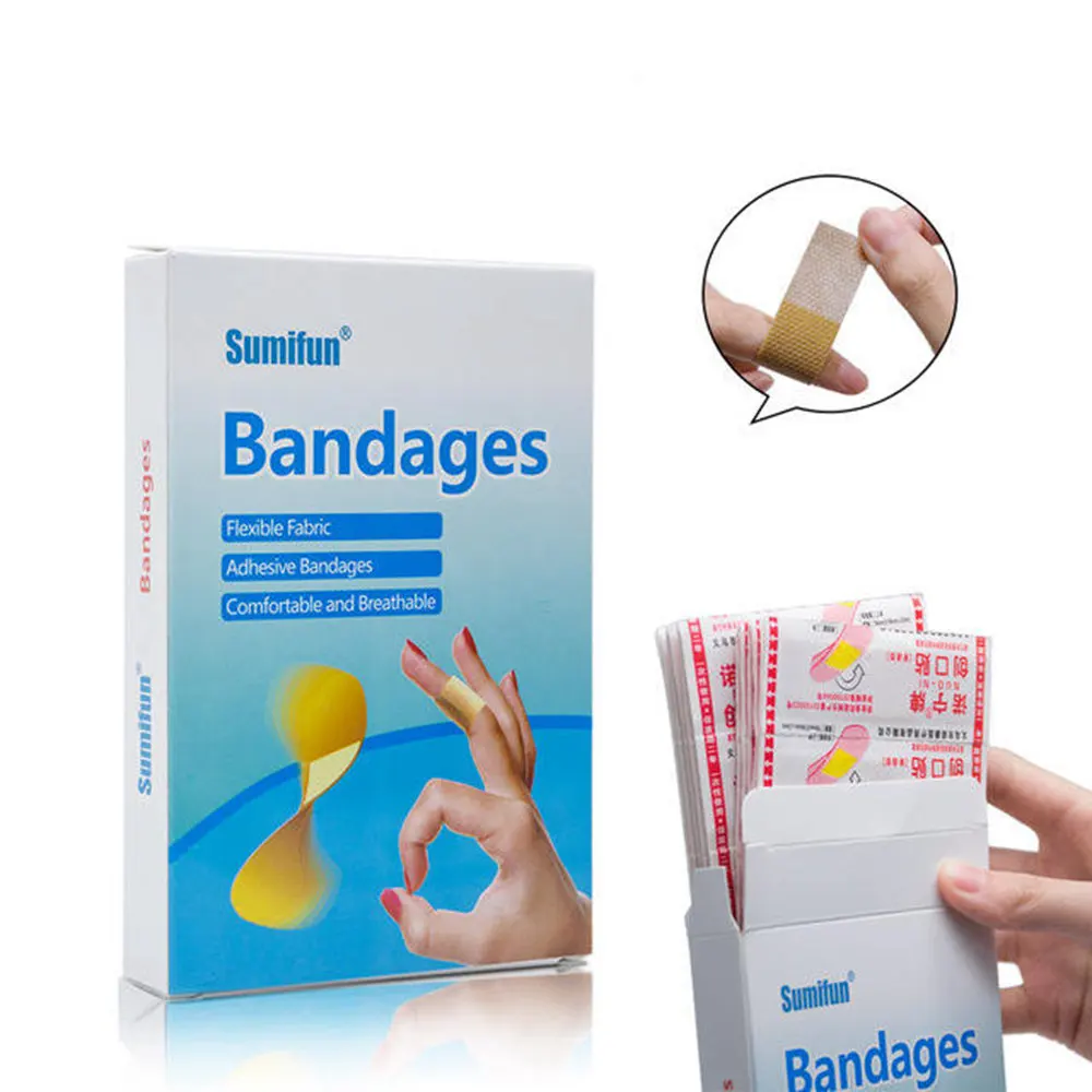 

100 Pcs Medical Anti-bacteria Curative Wound Adhesive Paste Band Aid Bandage Sitcker For First Aid Kit Waterproof