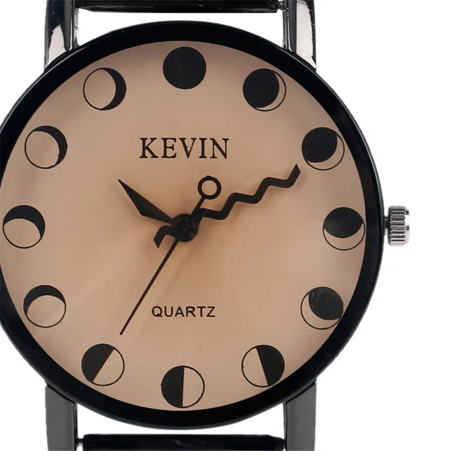 Kevin 2017 Creative Watches Sun Day Night Moon Dial Wave Black Stainless Steel Quartz Men Wristwatch Casual Women Relogio Clock (15)