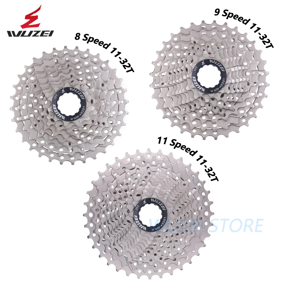 Baratos WUZEI 8 9 10 11 velocidad de la bicicleta de carretera rueda libre 25 28 32 36T 18 20 24 27 30S piñón de cassette de acero todas las piezas de bicicleta de tamaño