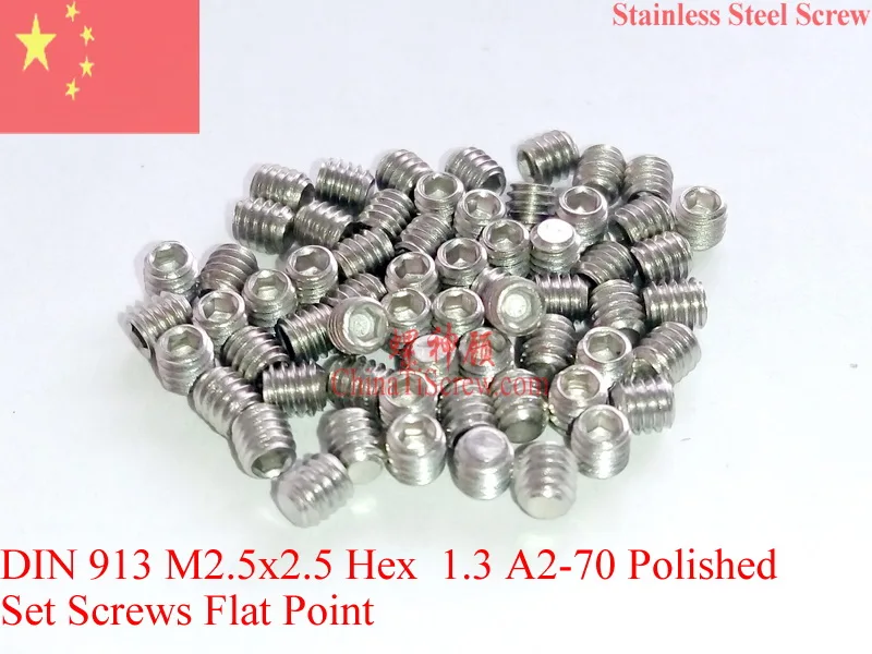 Stainless Steel Screw M2.5X2.5 DIN 913 Set Screw Flat Point A2 70