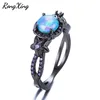 RongXing Blue Fire Opal Star Flower Rings For Women Vintage Fashion Black Gold Filled Purple Zircon Ring Wedding Jewelry RB1349 ► Photo 3/4