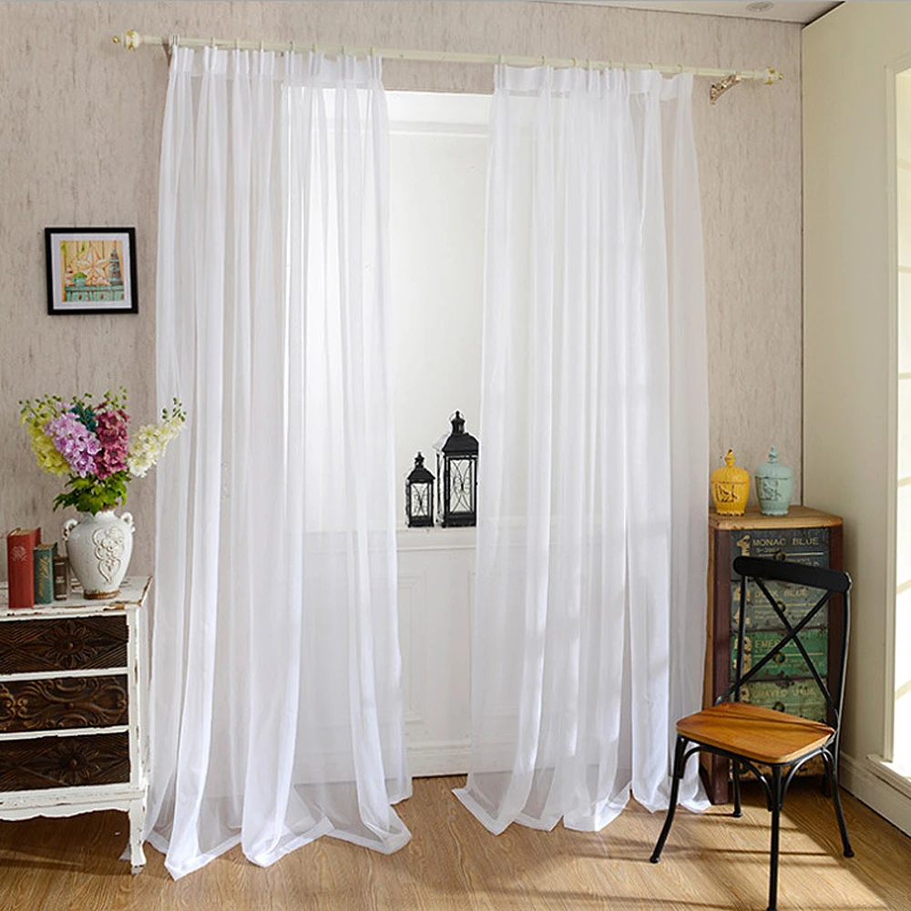 Wedding Ceiling Drapes Solid White Sheer Curtains For Living