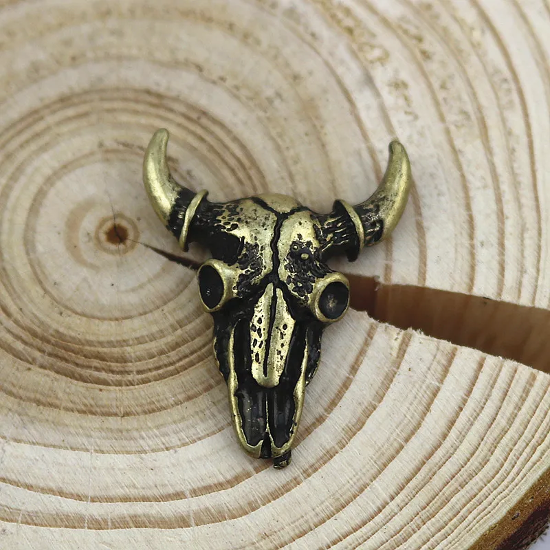 

free shipping wholesale 12 pcs/ lot metal vintage buffalo bull head skull badge brooch collar pin