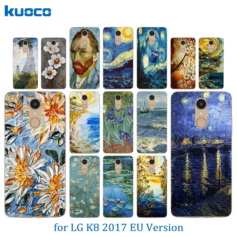 Van Gogh Pattern Case For LG K8 2017 soft Silicone TPU Rubber Back Cover Phone |