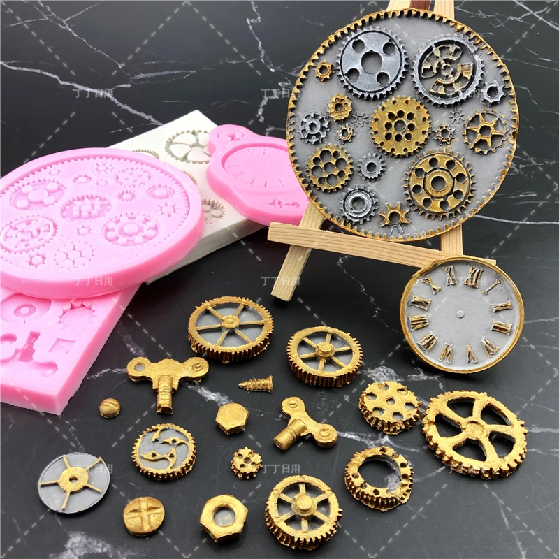 

Steampunk Gears Confeitaria Silicone Mold Fondant Cake Molds Cupcake Mould Chocolate Baking Tools for Cakes M0549