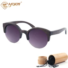 Vintage round bamboo sunglasses women brand desinger handmade sun glasses for oculos de sol feminino B2012