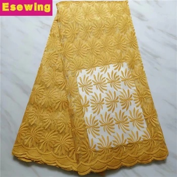 

Flowers high quality African lace fabric 2019 french tulle lace fabric appliqued 5 yards net lace for wedding dress gold color