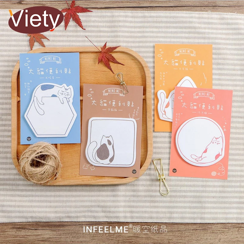 

1 x Cute cartoon cat student memo pad planner sticky note paper sticker kawaii stationery pepalaria office 30 pages