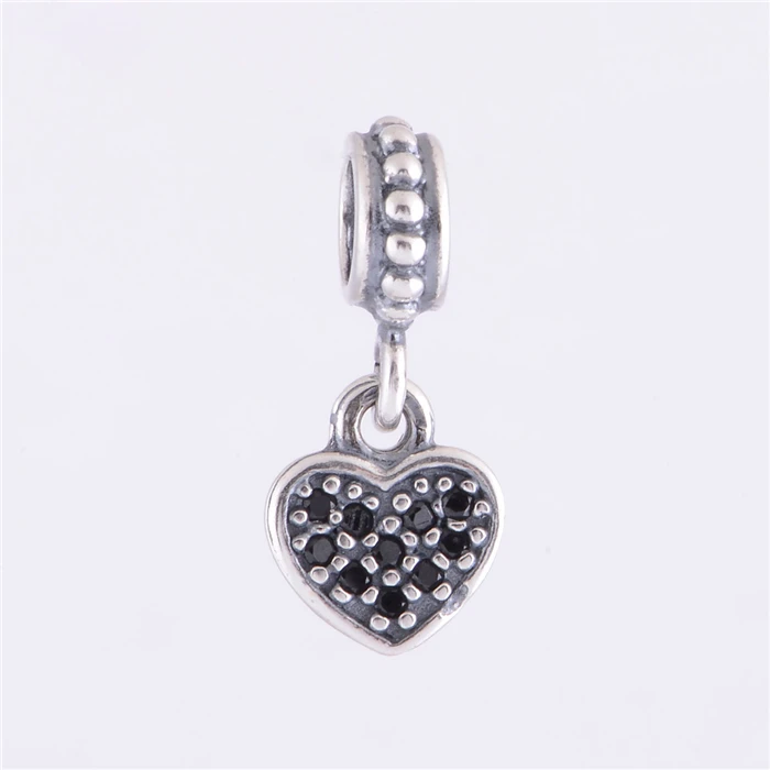 

LW173B 925 Sterling Silver Spacer With Black Rhinestone Crystal Charm Beads Fit European Style Bracelets & Necklaces