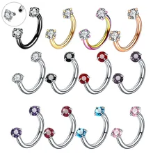 1 pc anel de nariz de cristal halteres ferradura anel lábio bcr cartilagem brincos tragus piercing hélice piercing corpo jóias