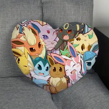 

Custom Pokemon eevee Heart Shape Pillow Cover Zipper Pillowcase Cover Wedding Home Office Decorative Size Best DIY Gift