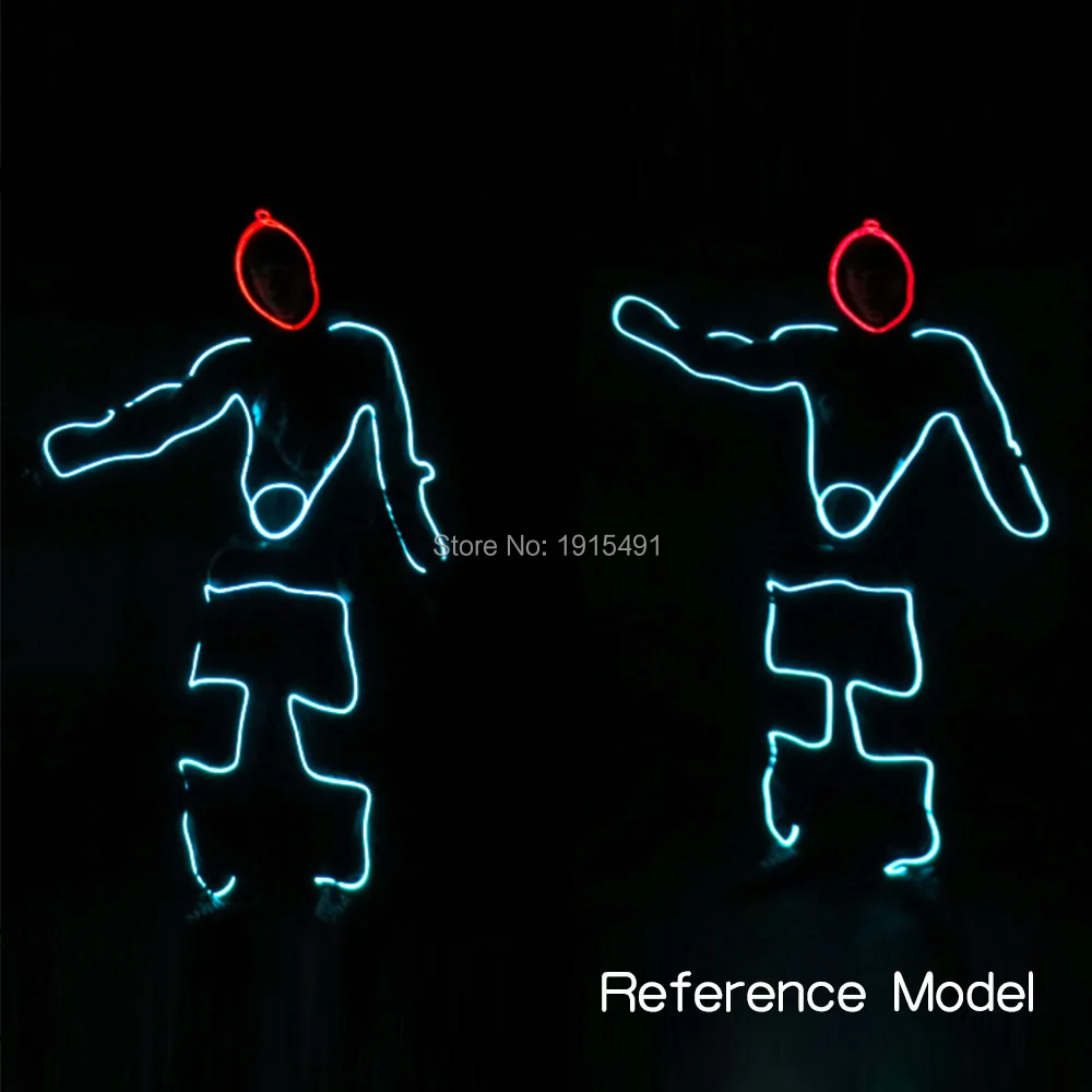 Флуоресцентный холодный свет EL полосы EL Wire Танцевальный Костюм праздничные огни Rave вечерние свет Маскарад Костюмы светятся в темноте