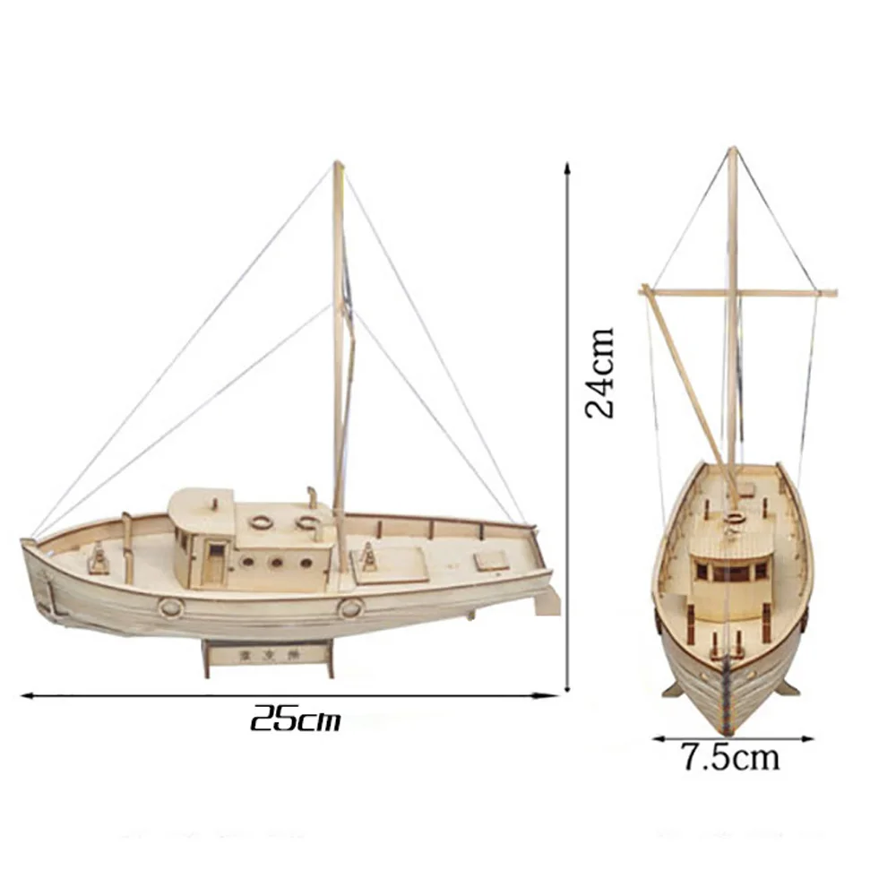 New DIY Ship Model Kit Wood Sail Boat 1:30 Scale Bus Educational Toy Kids Gift