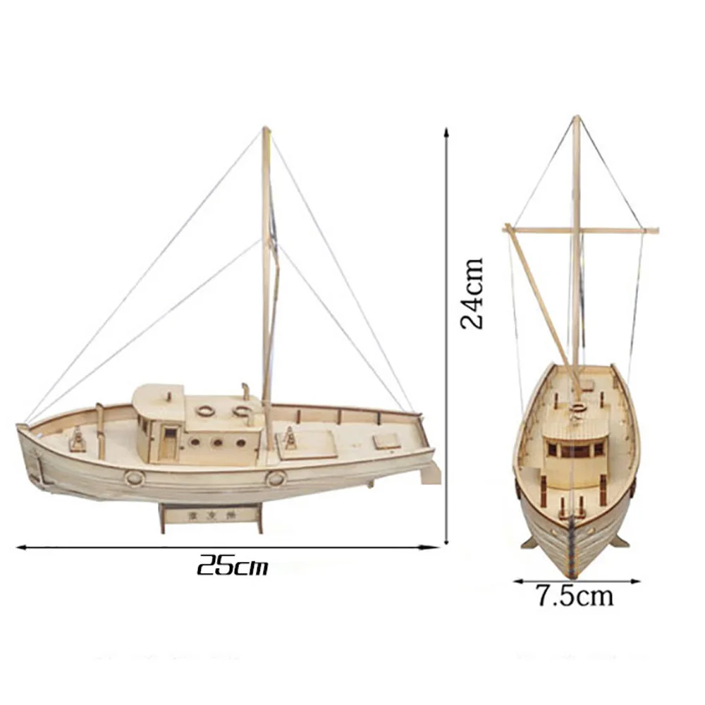 Деревянная модель парусной лодки DIY наборы корабль сборки 1:30 масштаб украшения игрушка подарок деревянный Собранный рыболовная лодка игрушки