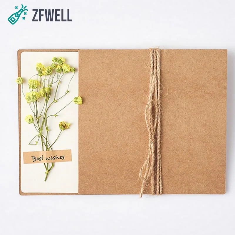 Zfwell 1 шт. оберточная бумага в винтажном стиле засушенные цветы поздравительная открытка «сделай сам» на день рождения, на свадьбу, на праздник, подарок поздравительная и пригласительная открытка supplies8