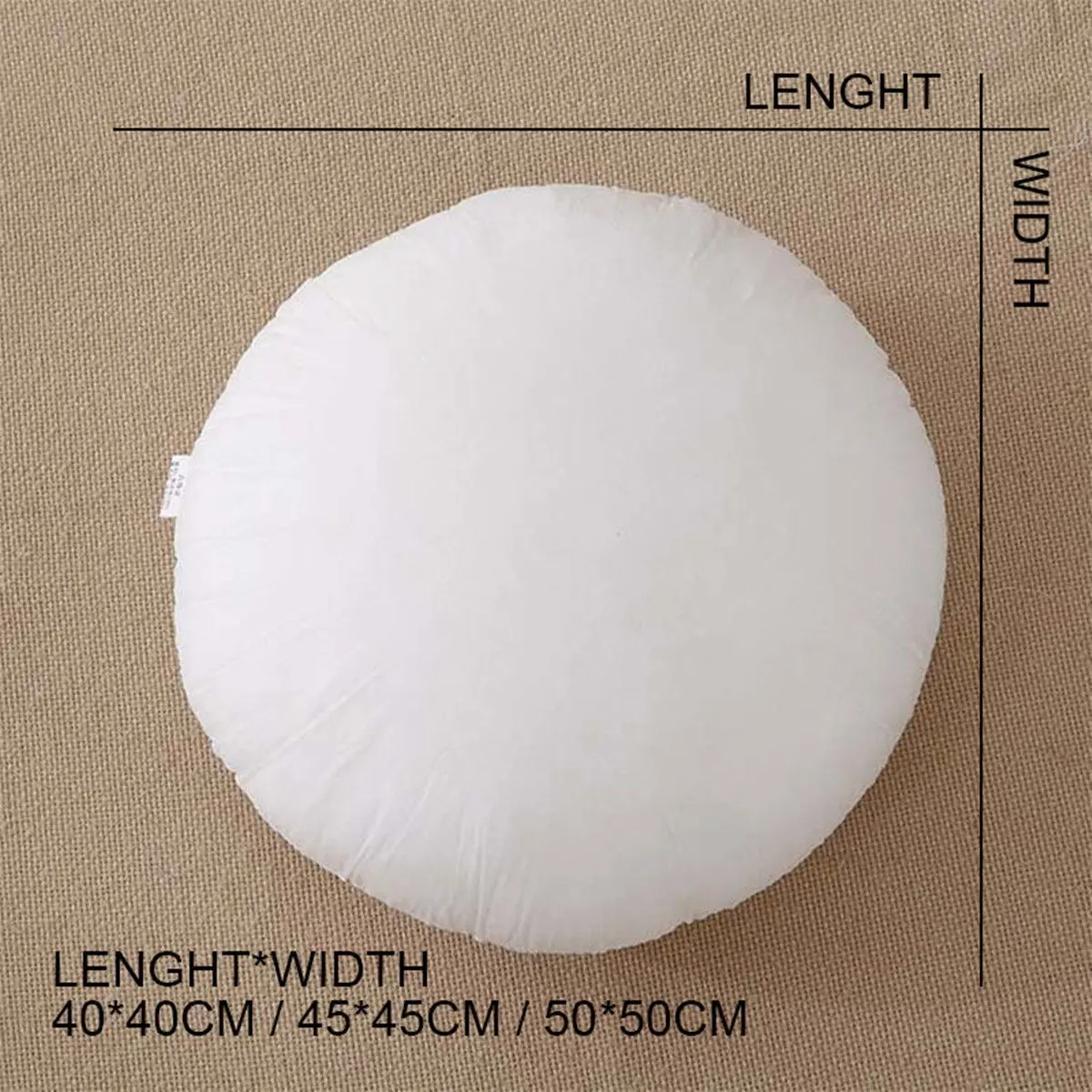 Round Solid Color Cushion Core Soft Pillow Inner PP Cotton Insert Filler Cushion Filling Home Living Room Sofa Car Decor 50x50cm