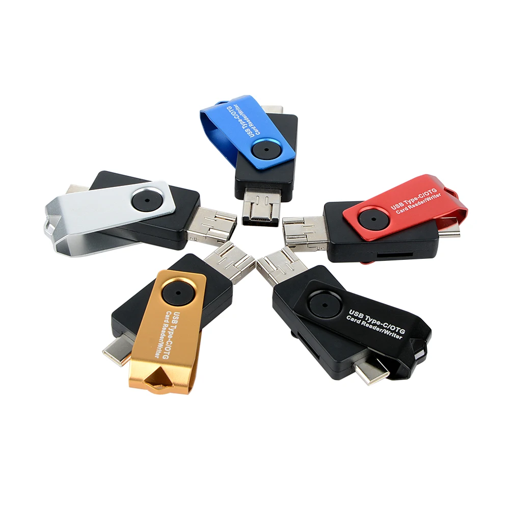 3 в 1 Micro USB кардридер USB 2,0 type-C/OTG кардридер/Писатель
