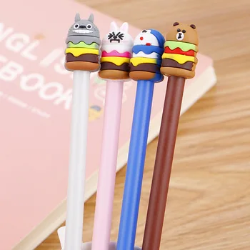 

40 Pcs Cute Hamburger Animal Cartoon Creative Chinese Pen Student Stationery Chinchilla Signature Pen Wholesale