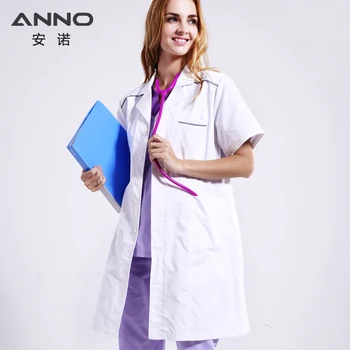 

ANNO Short Sleeve Lab Coat Chemistry Women Man White Doctor Uniform jaleco Body Hospital Scrubs Jacket Medical Accessories