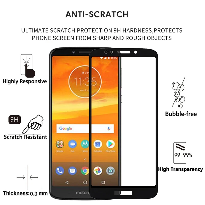 2 шт. 100% оригинальное полноэкранное закаленное стекло для Motorola E5 Plus защитное 9H на