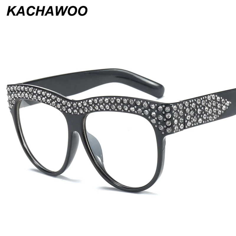 Kachawoo Oversized Rhinestone Glasses Frames For Women White Black