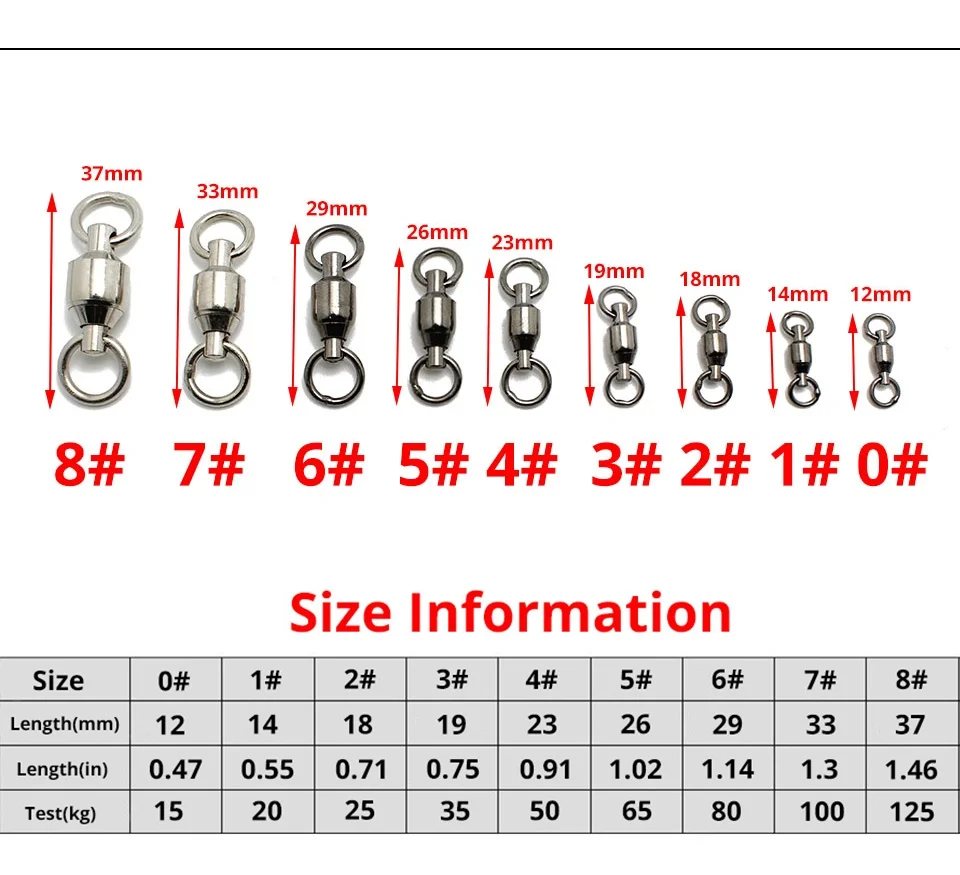 10 шт. сверхмощный шарикоподшипник баррель рыболовный роликовый поворотный разъем из нержавеющей стали твердое кольцо Размер 0-8 рыболовные аксессуары
