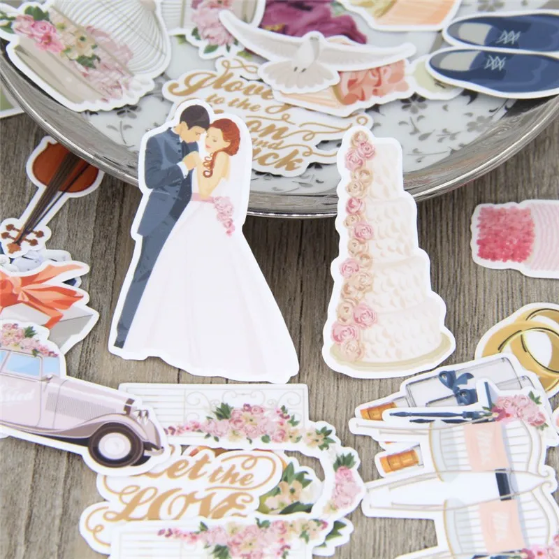 28 pcs Wedding theme waterproof for font b phone b font car Label Decorative Stationery Stickers