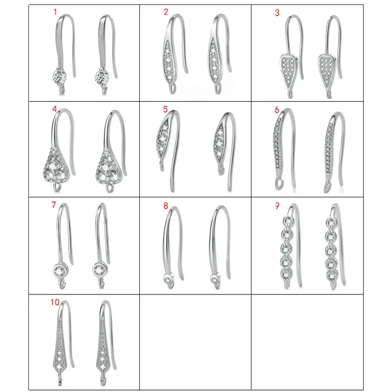 1 пара, 925 пробы, серебро, AAA, циркон, проложили серьги, крючки, мульти дизайн, необычные, для женщин, для ушей, проволока, застежки, сделай сам, ювелирное изделие