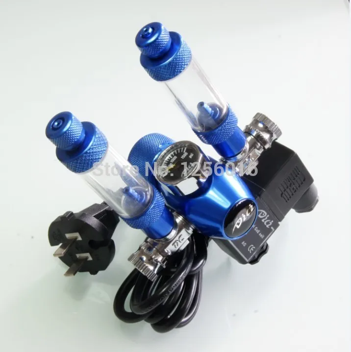 

DICI Aquarium CO2 Regulator 2 Outlet Magnetic Solenoid Valve Bubble Counter, CHECK VALVES, GAUGE + FREE SHIPPING