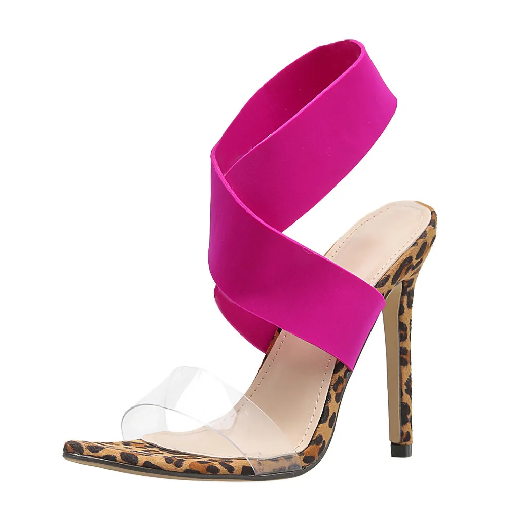 

Womens Fashion Leopard Pointed Elastic Band Party 2019 new spring summer casual shoes sexy sandales High Heels Roman Sandals #5Z
