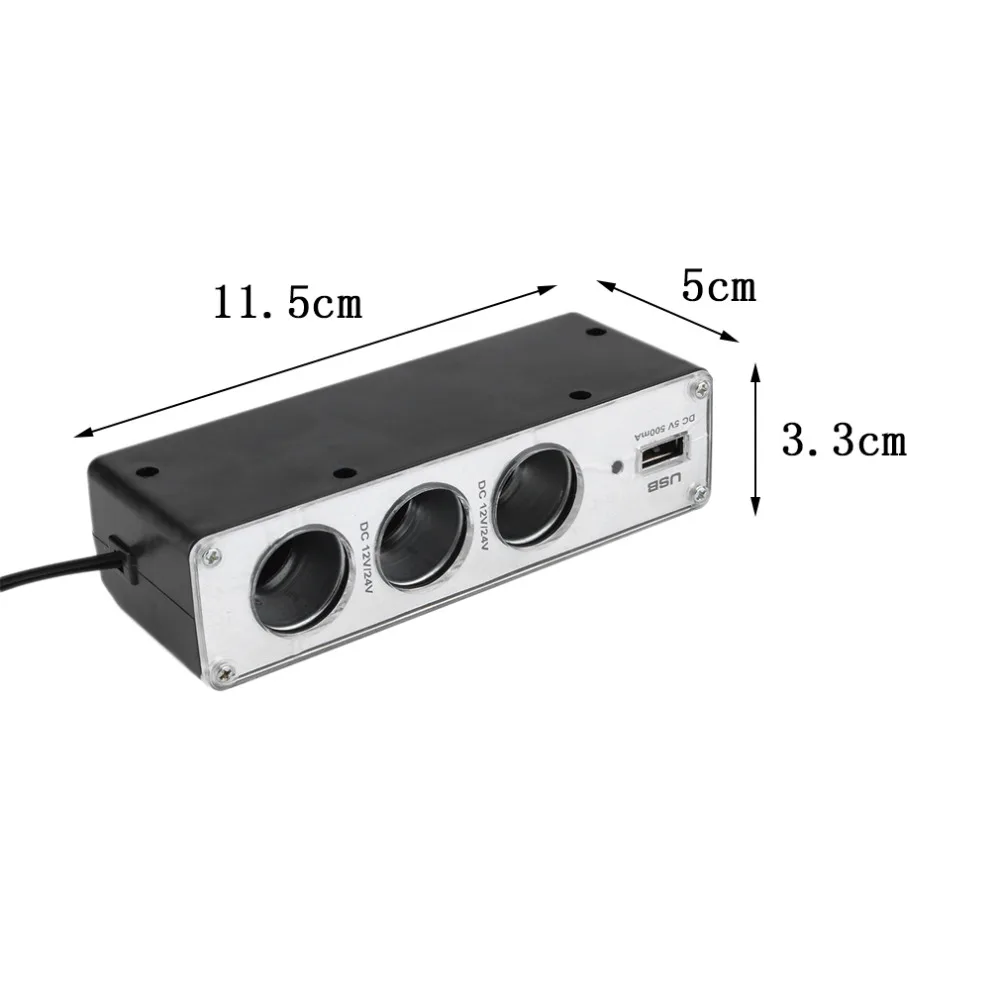 Высокое качество 3 Way розетка для автомобильного прикуривателя Разветвитель Зарядное устройство Мощность адаптер переменного тока+ USB Порты и разъёмы штекер 12 V-24 V