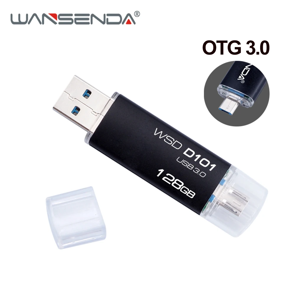 WANSENDA OTG флеш-накопитель USB 3,0 64 ГБ и 128 Гб 32 GB 16 GB флешки 8 GB USB3.0 Pen Drive 2 в 1 Высокая Скорость Стик для Android Phone ПК